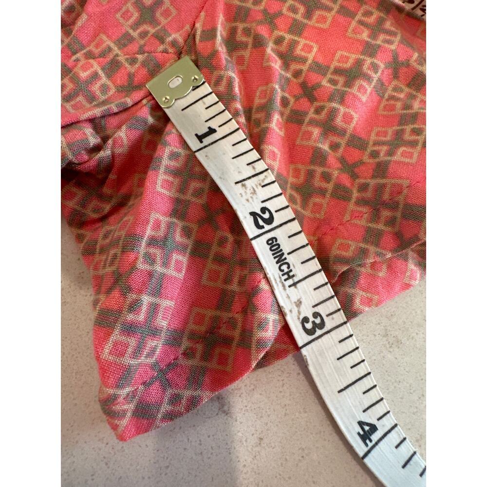 Matilda Jane Romper Women Size M Coral Geo Boho Cottagecore Button Front Pockets - Picture 10 of 10